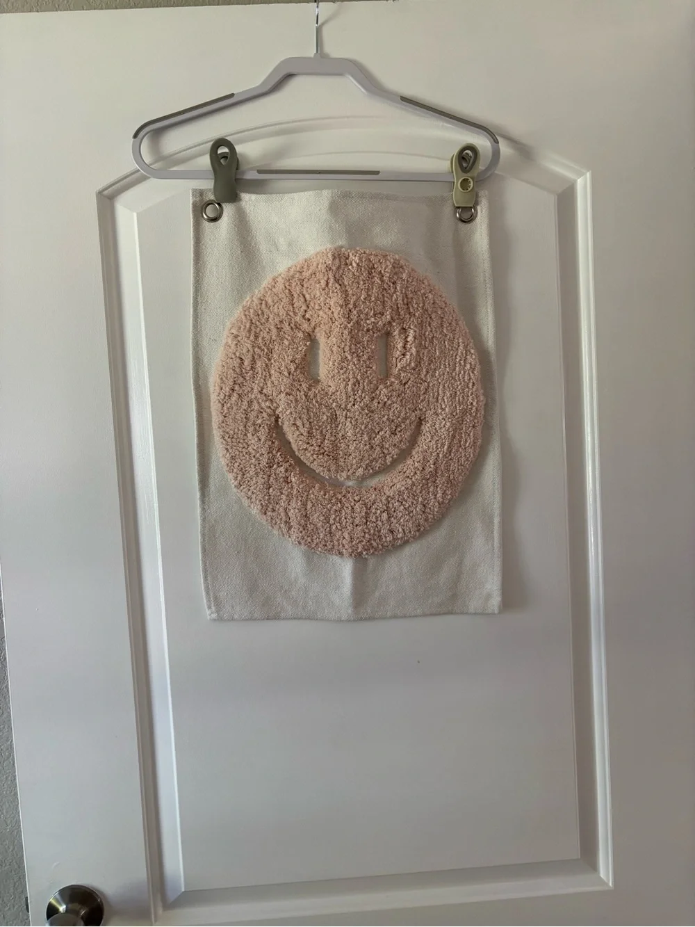Smiley Face Wall Hanging - Blush Pink on Cream